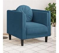 vidaXL Fauteuil avec coussin en velours bleu