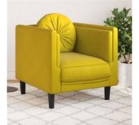 Fauteuil avec coussin jaune velours