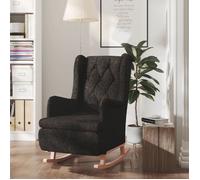 vidaXL Fauteuil avec Pieds à Bascule en Bois d'Hévéa Fauteuil de Relaxation Chaise de Canapé Chambre Salon Salle de Séjour 329407