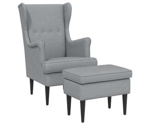 vidaXL Fauteuil avec Pouf 2 pc Gris Clair Tissu