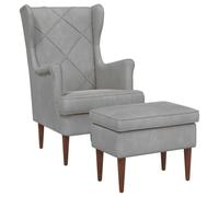 vidaXL Fauteuil avec Pouf 2 pc Gris Clair Velours