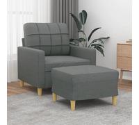 VIDAXL Fauteuil avec pouf - Tissu gris foncé
