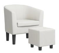 vidaXL Fauteuil Cabriolet avec repose-pied, dossier et accoudoirs Blanc similicuir
