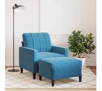 Fauteuil avec repose pied Bleu 60 cm Velours