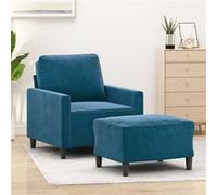 vidaXL Fauteuil avec repose-pied Bleu 60 cm Velours3201054 Bleu G