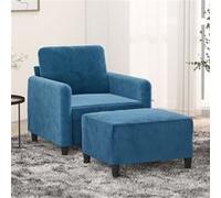 Fauteuil avec repose-pied Bleu 60 cm Velours3201173