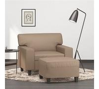vidaXL Fauteuil avec repose-pied Cappuccino 60 cm similicuir Marron