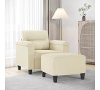 vidaXL Fauteuil avec repose-pied - Crème