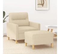 vidaXL Fauteuil avec repose-pied - Crème
