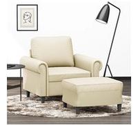 vidaXL Fauteuil avec repose-pied Crème 60 cm Similicuir, canapé, fauteuil, fauteuil TV, canapé simple, canapé, canapé relax, 3201201
