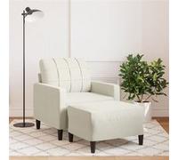 vidaXL Fauteuil avec repose-pied Crème 60 cm Velours3278265 Crème G