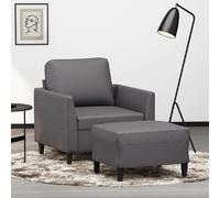 vidaXL Fauteuil avec repose-pied Gris 60 cm Similicuir