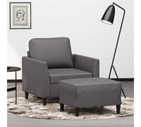 vidaXL Fauteuil avec repose-pied Gris 60 cm Similicuir
