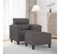 vidaXL Fauteuil avec repose-pied - Gris