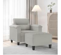 vidaXL Fauteuil avec repose-pied Gris clair 60 cm Tissu microfibre3201226 Gris clair G