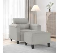 vidaXL Fauteuil avec repose-pied Gris clair 60 cm Tissu microfibre, canapé, fauteuil, fauteuil TV, canapé simple, canapé, 3201226