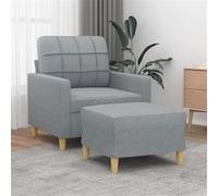 vidaXL Fauteuil avec repose-pied Gris clair 60 cm Tissu3200993 Gris clair G