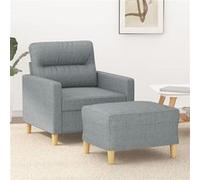 vidaXL Fauteuil avec repose-pied Gris clair 60 cm Tissu