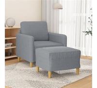 vidaXL Fauteuil & Repose-pied - Gris clair