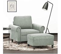 vidaXL Fauteuil avec repose-pied 3201205 - velours gris clair 60 cm