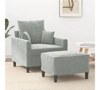 vidaXL Fauteuil avec repose-pied Gris clair 60 cm Velours3201097 Gris clair G
