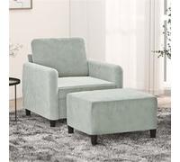 vidaXL Fauteuil avec repose-pied Gris clair 60 cm Velours3201164 Gris clair G