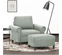 vidaXL Fauteuil avec repose-pied 3201205 - velours gris clair 60 cm