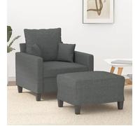 vidaXL Fauteuil avec repose-pied Gris foncé 60 cm Tissu