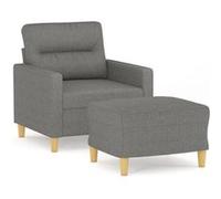 vidaXL Fauteuil avec repose-pied Gris foncé 60 cm Tissu Gris foncé