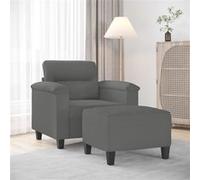 vidaXL Fauteuil avec repose-pied Gris foncé 60 cm Tissu microfibre3201227 Gris foncé G