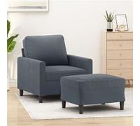 vidaXL Fauteuil avec repose-pied Gris foncé 60 cm Velours