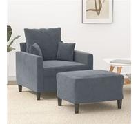 vidaXL Fauteuil avec repose-pied Gris foncé 60 cm Velours