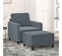 vidaXL Fauteuil avec repose-pied Gris foncé 60 cm Velours3201165 Gris foncé G