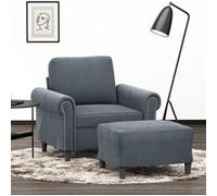 vidaXL Fauteuil avec repose-pied Gris foncé 60 cm Velours