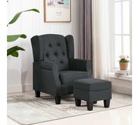 vidaXL Fauteuil avec repose-pied Gris foncé Tissu
