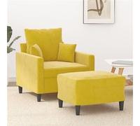 vidaXL Fauteuil avec repose-pied jaune 60 cm velours
