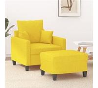vidaXL Fauteuil avec repose-pied Jaune clair 60 cm Tissu