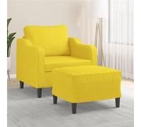 vidaXL Fauteuil avec repose-pied Jaune clair 60 cm Tissu3201132 Jaune G