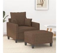 vidaXL Fauteuil avec repose-pied Marron 60 cm Tissu 3201084 Marron G