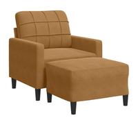 vidaXL Fauteuil et repose-pied - Marron velours