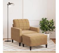 vidaXL Fauteuil et repose-pied - Marron velours