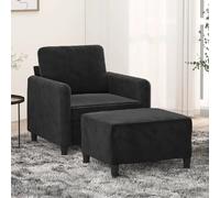 VidaXL Fauteuil avec repose-pied - Noir