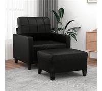 vidaXL Fauteuil avec repose-pied Noir 60 cm Similicuir