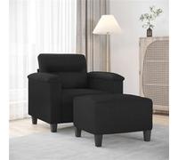 vidaXL Fauteuil avec repose-pied Noir 60 cm Similicuir