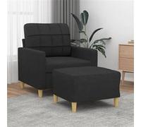 vidaXL Fauteuil avec repose-pied Noir 60 cm Tissu