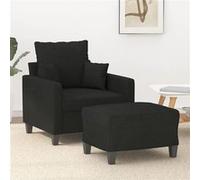 vidaXL Fauteuil avec repose-pied Noir 60 cm Tissu