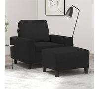 vidaXL Fauteuil avec repose-pied Noir 60 cm Tissu