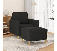 vidaXL Fauteuil avec repose-pied Noir 60 cm Tissu
