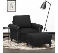 vidaXL Fauteuil avec repose-pied 3201210 – 60 cm en velours – Noir