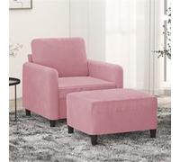 vidaXL Fauteuil avec repose-pied Rose 60 cm Velours3201167 Rose G